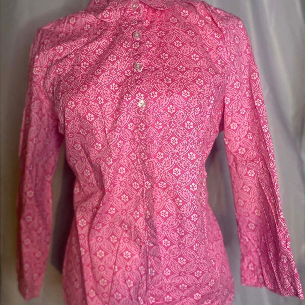 Kim Rogers Pink Geometric Button Down Shirt
